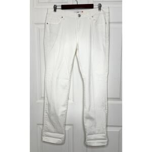 CAbi #5171 Stretchy White Slim Boyfriend Jeans Size 10